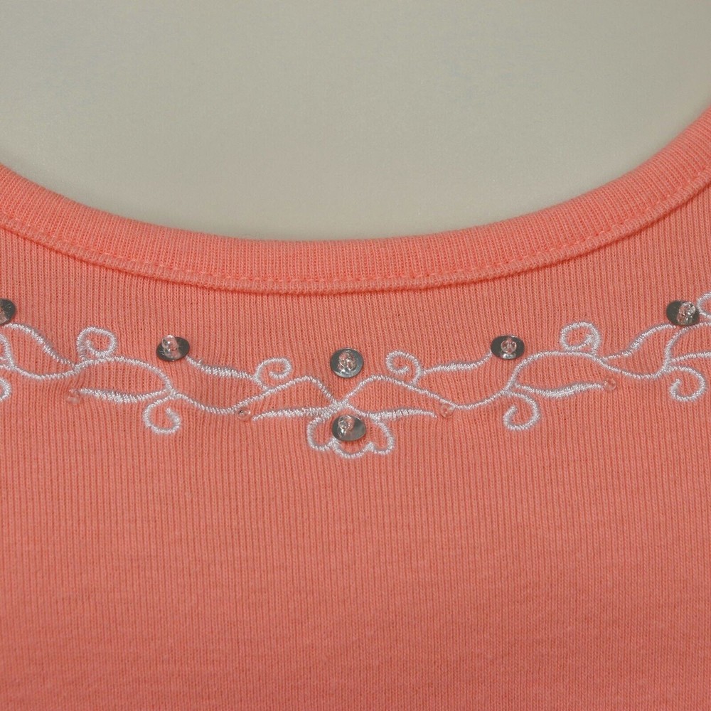 Sag Harbor Women's Embellished Tank Top S Small Pink Beads Sequins Embroidered - Picture 4 of 8